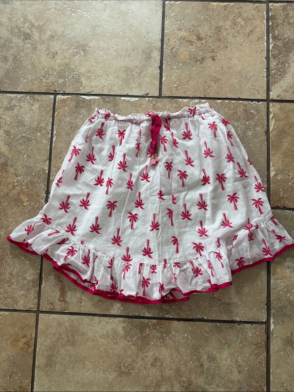 Zimmermann Girl’s White Skirt with Pink Palm Print